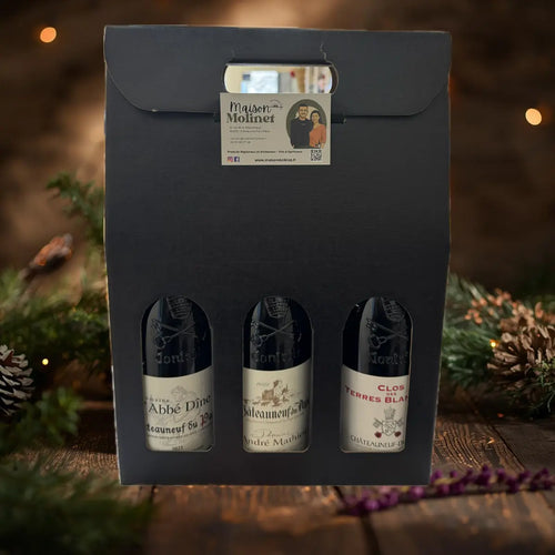 Coffret Noël 2025 – Trio de Grands Vins Rouges de Châteauneuf-du-Pape Maison Molinet