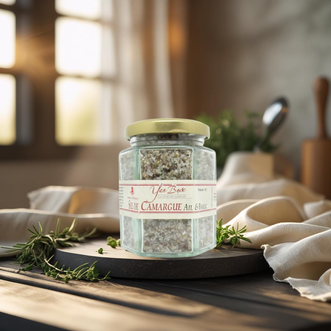 Sel de camargue ail basilic Maison Molinet