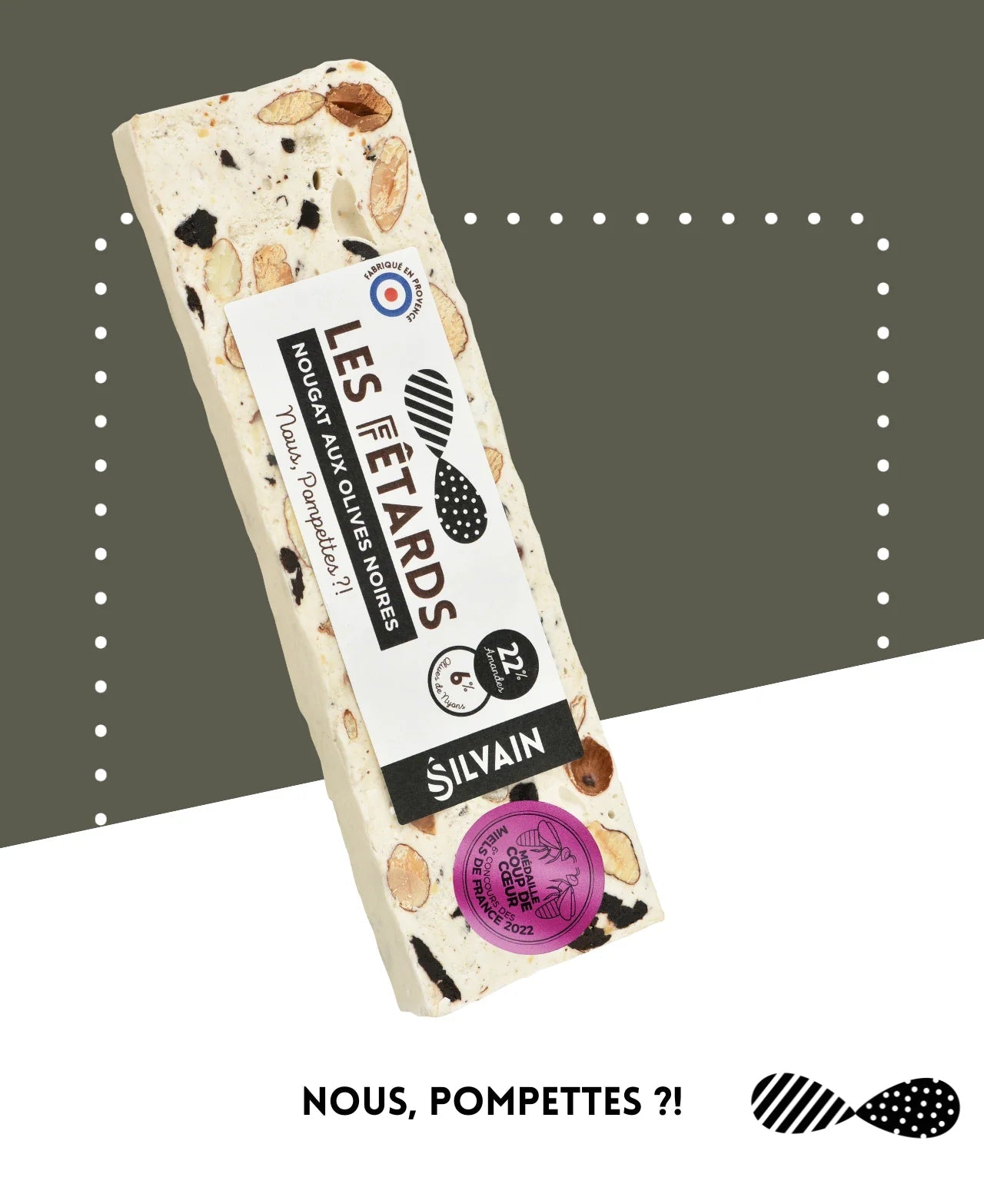 Les fêtards - Nougat aux olives noires de Nyons 100gr Maison Molinet