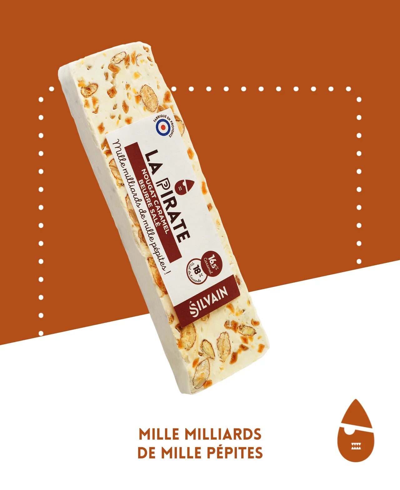 La pirate - Nougat blanc aux pépites de caramel 100gr Maison Molinet